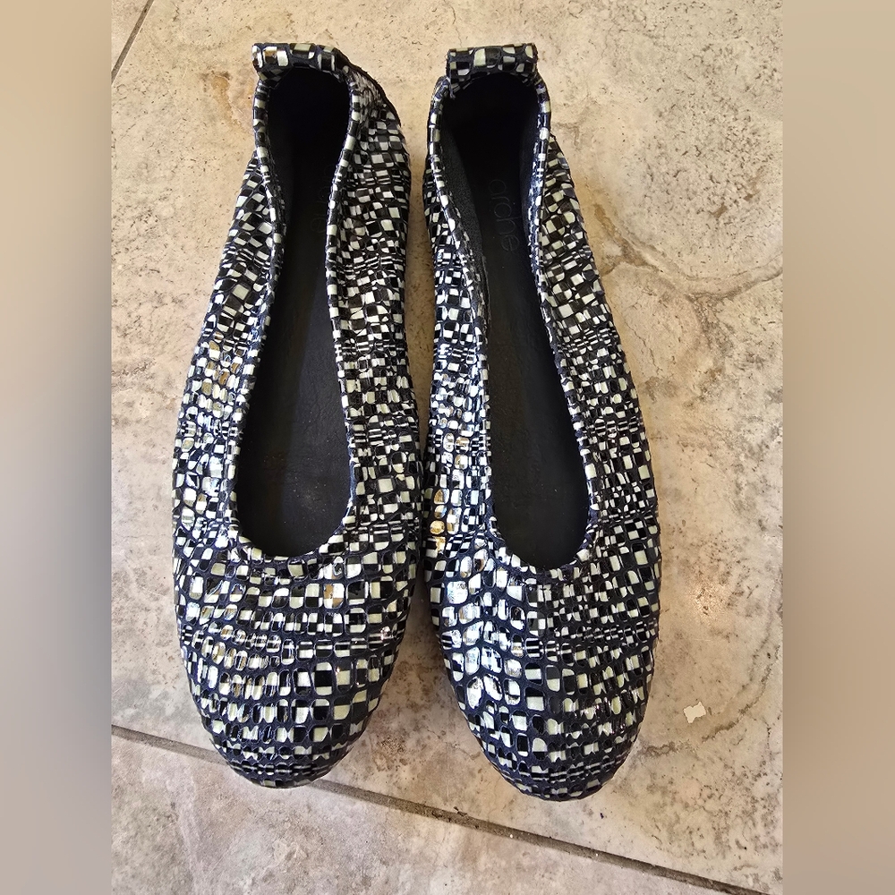 Arche Black Snakeskin Ballerina Flats Size 38